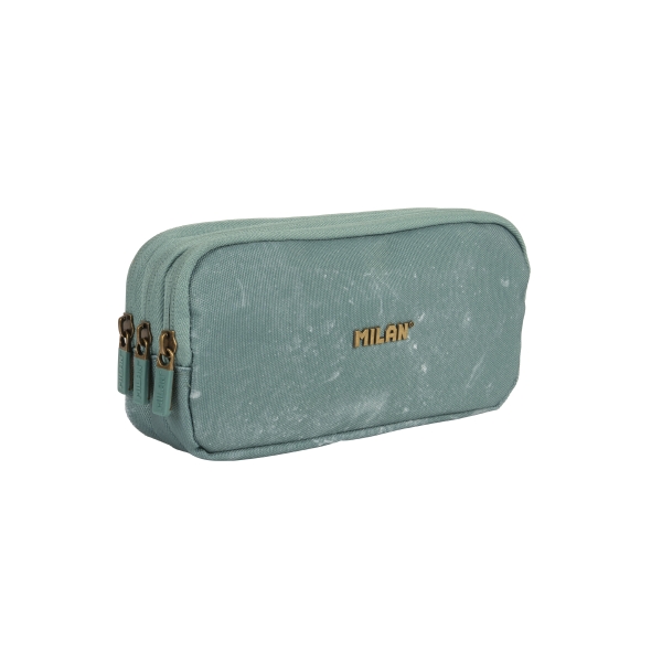 milan lava estuche portatodo cremallera 3 compartimentos 22x11x6.5cm color verde