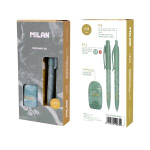 milan lava pack de boligrafo + portaminas 0.5mm + afilaborra caja de regalo color verde
