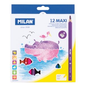 milan maxi pack de 12 lapices de colores incluye sacapuntas hexagonales colores surtidos