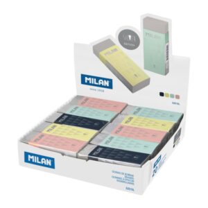 milan nata 320 silver expositor con 20 gomas de borrar color plata
