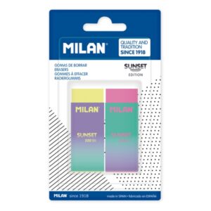 milan nata 320 sunset pack de 2 gomas de borrar no abrasiva colores surtidos