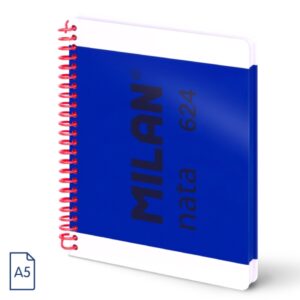 milan nata 624 cuaderno a5 con espiral cuadriculado 80 hojas de 95gr tapa dura color azul marino