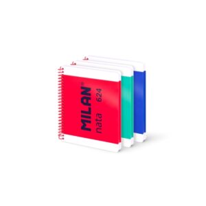 milan nata 624 pack 3 cuadernos a5 con espiral papel a lineas de 7mm 80 hojas de 95g tapa dura colores surtidos