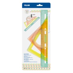 milan new look pack de reglas de trazado plastico rigido transparente centimetros y pulgadas colores surtidos
