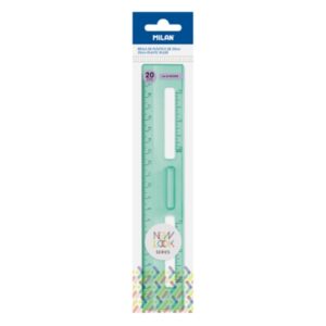 milan new look regla de 20cm plastico rigido transparente centimetros y pulgadas color verde
