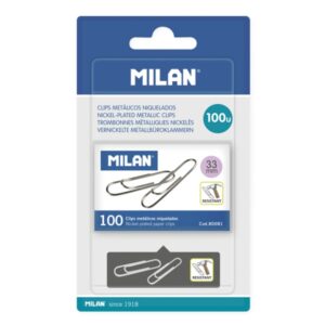 milan niquelados pack de 100 clips 33mm color plata