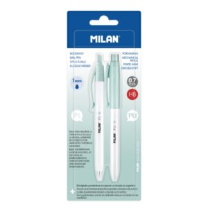 milan p1 + pack de 1 boligrafo azul + 1 portaminas 0.7mm superficie antibacteriana color turquesa