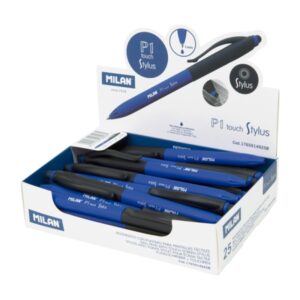 milan p1 stylus expositor con 25 boligrafos de bola retractiles tinta azul punta redonda 1mm color azul