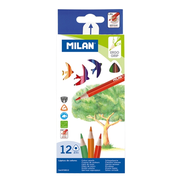 milan pack de 12 lapices de colores triangulares colores surtidos