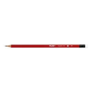 milan lapices de grafito hb con goma hexagonales color rojo