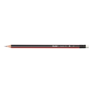 milan lapices de grafito hb con goma triangular color rojo