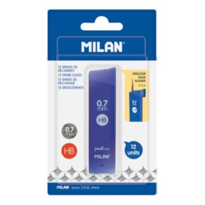 milan pack de 12 minas grafito 0.7mm dureza hb color gris oscuro