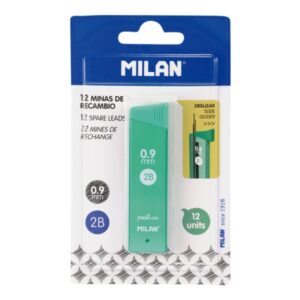 milan pack de 12 minas grafito 0.9mm dureza 2b color gris oscuro