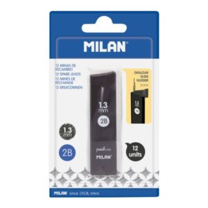 milan pack de 12 minas grafito 1.3mm dureza 2b color gris oscuro