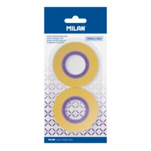 milan pack de 2 cintas adhesivas 19mm x 33m color amarillo transparente