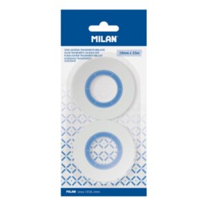 milan pack de 2 cintas adhesivas brillante 19mm x 33m color transparente