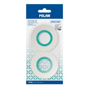 milan pack de 2 cintas adhesivas invisibles mate 19mm x 33m color transparente