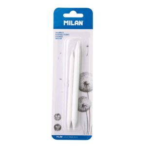 milan pack de 2 difuminos diametro de 6.9 y 10.5mm recomendado para bellas artes color blanco