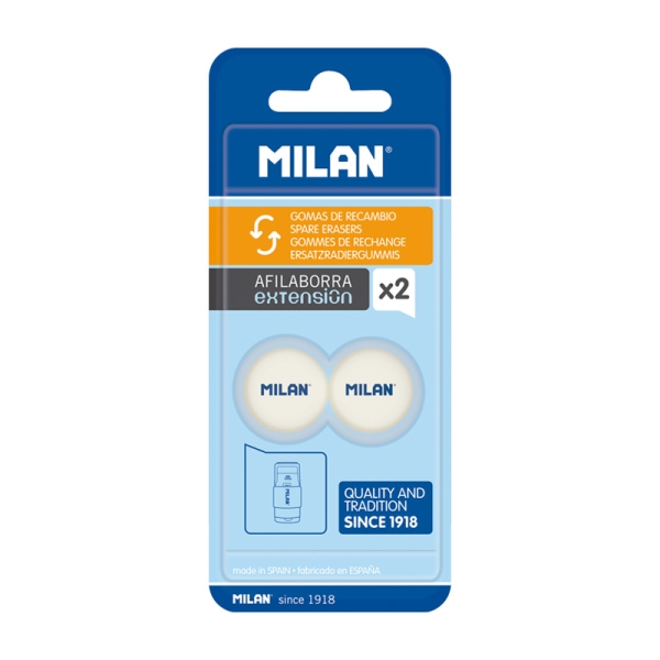 milan pack de 2 gomas de recambio afilaborra extension color blanco