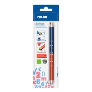 milan pack de 2 lapices bicolores rojo y azul mina 2.9mm forma triangular