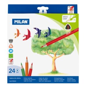 milan pack de 24 lapices de colores triangulares colores surtidos