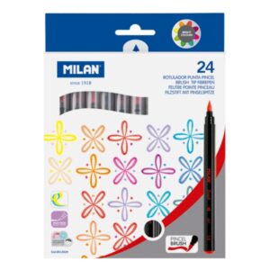 milan pack de 24 rotuladores punta pincel tinta al agua punta de pincel 0.5 a 4mm colores surtidos