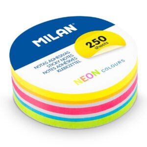 milan pack de 250 notas adhesivas colores neon redondas 67mm colores surtidos
