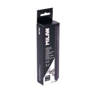 milan pack de 3 barritas de carboncillo natural rectangular 22x10mm color negro