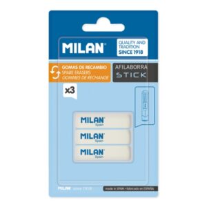 milan pack de 3 gomas de recambio para afilaborra stick color blanco