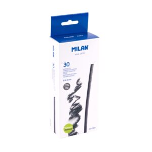 milan pack de 30 barritas de carboncillo natural redondo de 6 8mm color negro