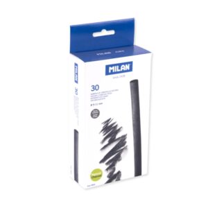 milan pack de 30 barritas de carboncillo natural redondo de 9 11mm color negro