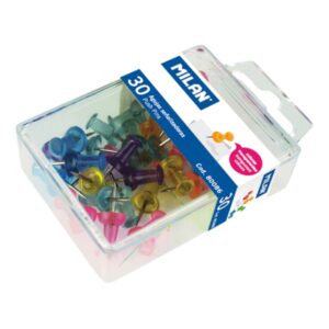 milan pack de 30 chinchetas con cabeza de plastico colores surtidos
