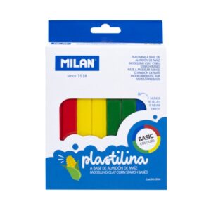 milan pack de 4 barras de plastilina de colores 100% vegetal muy moldeable no se seca colores mezclables 330g colores surtidos