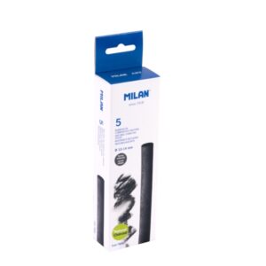 milan pack de 5 barritas de carboncillo natural redondo de 12 14mm color negro