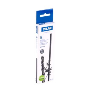 milan pack de 5 barritas de carboncillo natural redondo de 3 5mm color negro