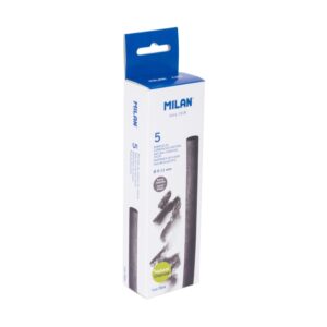 milan pack de 5 barritas de carboncillo natural redondo de 9 11mm color negro