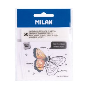 milan pack de 50 notas adhesivas translucidas removibles 76x76mm color transparente