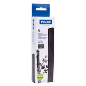 milan pack de 6 barritas de carboncillo natural rectangular 15x4mm color negro
