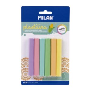 milan pack de 6 barritas plastilina de colores 100% vegetal muy moldeable no se seca colores mezclables 70g colores surtidos