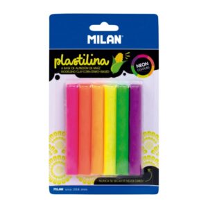 milan pack de 6 barritas plastilina de colores 100% vegetal muy moldeable no se seca colores mezclables 70g colores surtidos