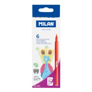 milan pack de 6 rotuladores tinta al agua punta fina 2mm 154mm colores surtidos