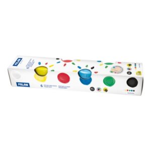 milan pack de 6 tarros de pintura para dedos 40ml por unidad mezclable lavable colores surtidos
