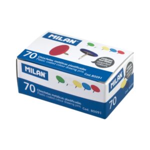 milan pack de 70 chinchetas metalicas plastificadas colores surtidos