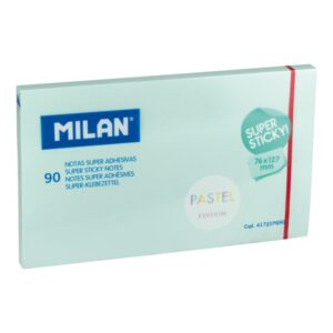 milan pack de 90 notas super adhesivas 76x127mm color azul pastel