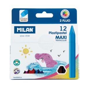 milan pastipastel maxi pack de 12 ceras de colores triangulares contiene 2 ceras fluo colores surtidos