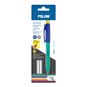 milan pl1 portaminas 0.9mm incluye 2 gomas de recambio colores surtidos