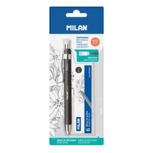 milan portaminas profesional 5.2mm incluye 6 minas de recambio dureza b color negro