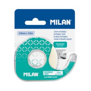 milan portarrollos con cinta adhesiva cinta transparente mate hoja de corte metalica 19mm x 33m color verde