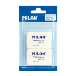 milan professional soft 412 pack de 2 gomas de borrar miga de pan caucho sintetico color blanco