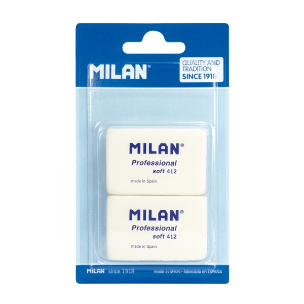 milan professional soft 412 pack de 2 gomas de borrar miga de pan caucho sintetico color blanco